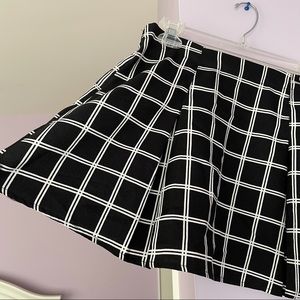 black and white grid mini skirt